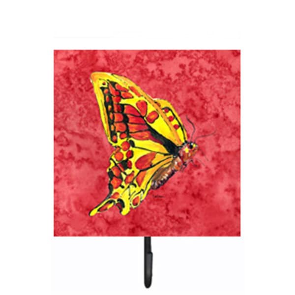 Carolines Treasures 4.25 W x 7 H in. Butterfly on Red Leash Or Key Holder 8862SH4 - main