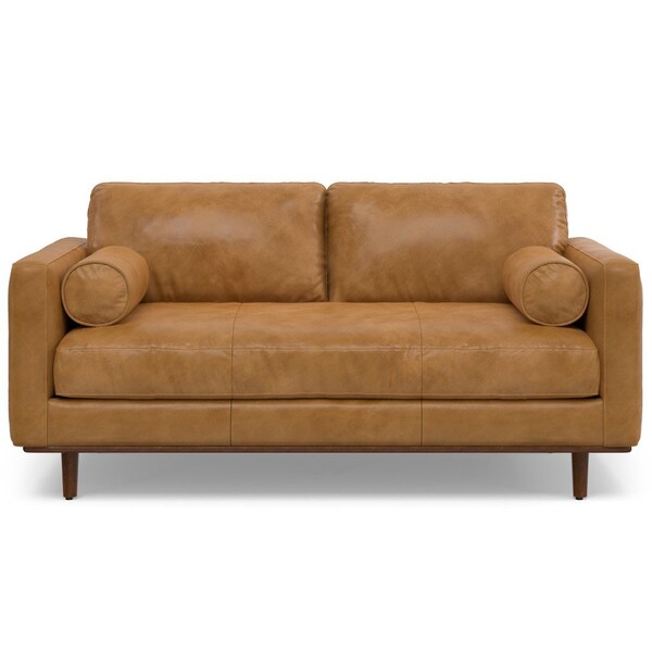 Homeroots 72" Sienna Leather Sofa With Brown Legs 640989 - main