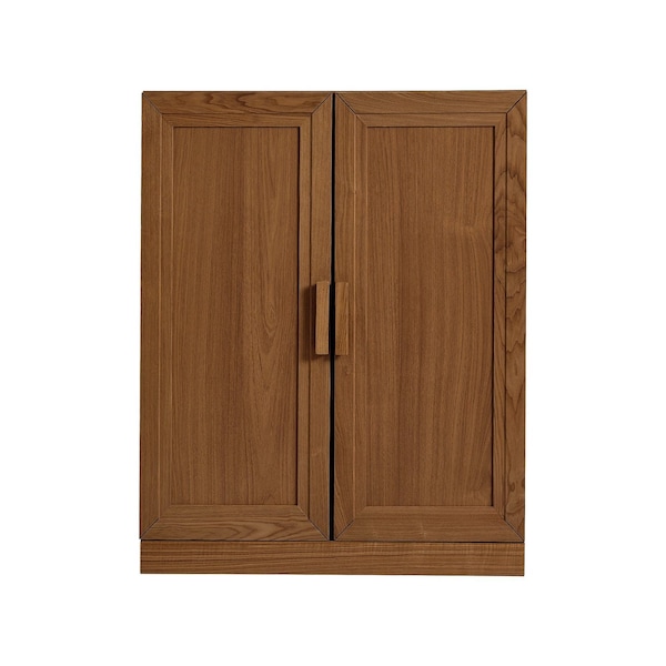 Homeroots Set Of Two Walnut Wood Corner Accent Cabinet With Two Doors 719686 - main