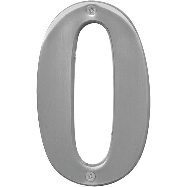 Hy-Ko Prestige Series House Number, Character: 0, 5 in H Character, Nickel Character, Brass BR-51SN/0 - main