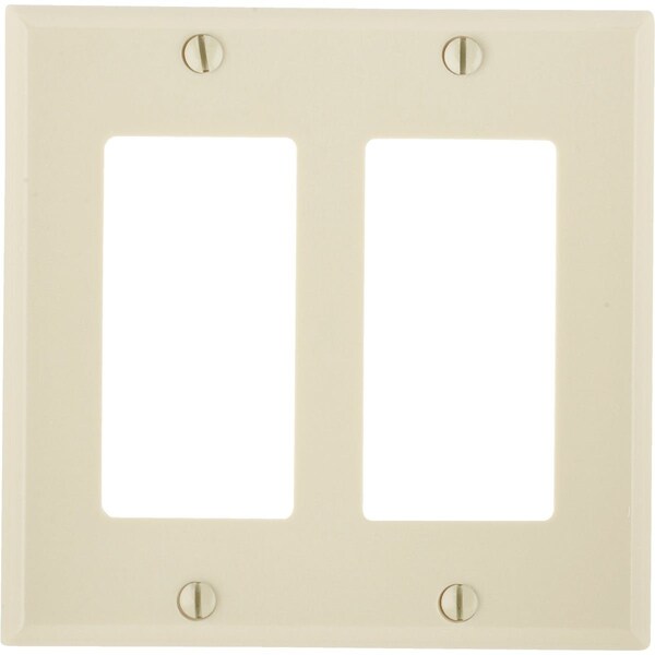 Leviton Decora 2-Gang Smooth Plastic Rocker Decorator Wall Plate Ivory 001-80409-00I - main