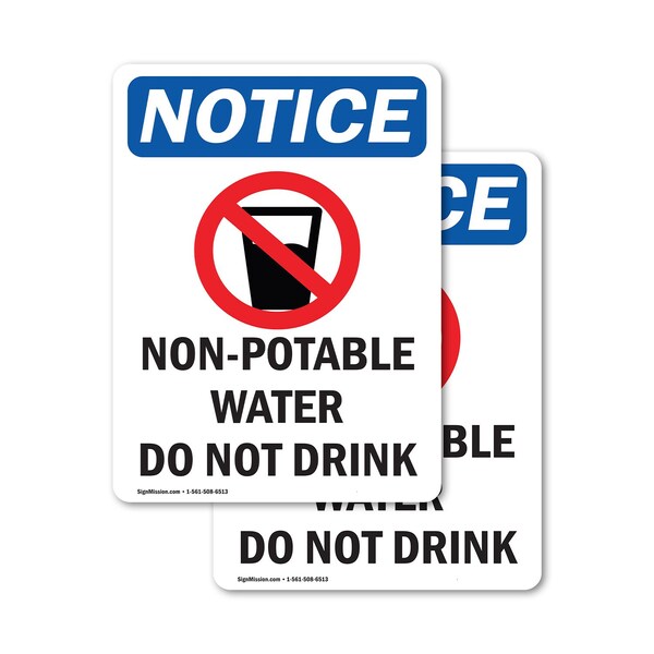 Signmission Non-Potable Water Sign With Symbol, 10 in W x Rectangle, Vinyl Decal OS-2PACK-NS-D-1014-V-15107 - main