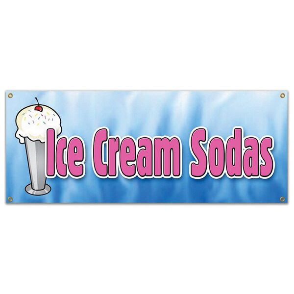 Signmission ICE CREAM SODAS BANNER SIGN cones sundae floats banana split egg cream malt B-Ice Cream Sodas - main