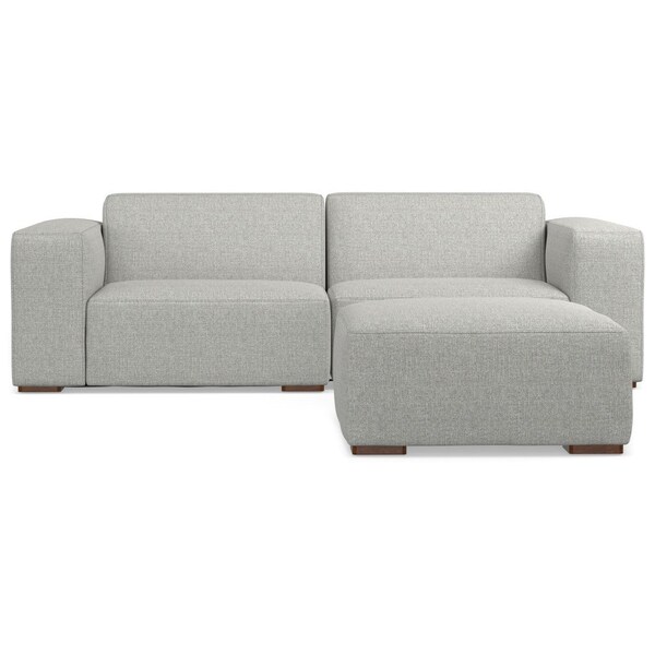Homeroots 88" Gray Fabric Sofa With Ottoman With Brown Legs 641051 - main