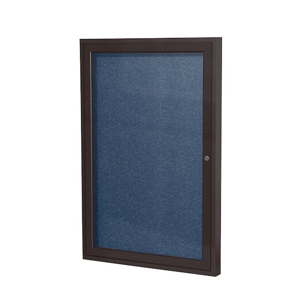 Ghent Indoor/Outdoor Enclosed Vinyl Bulletin Board, Bronze Aluminum Frame, 3'H x 2'W, 1 Door, Navy PB13624VX-195 - main