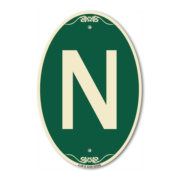 Signmission Letter N, 12 Inch X 18 Inch Architectural Oval, Heavy Gauge Aluminum A-OV-G-1218-22938 - main