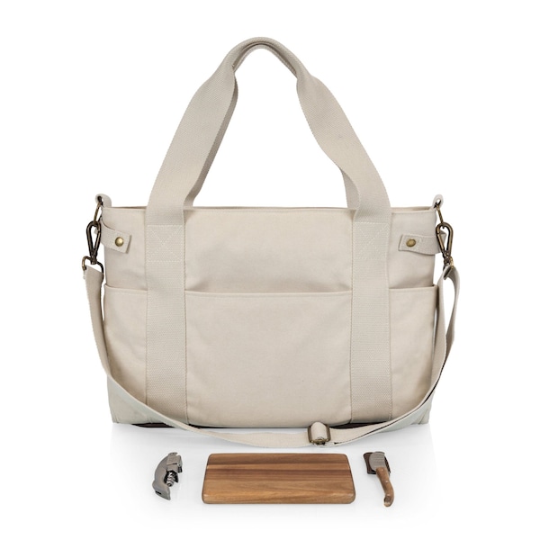 Picnic Time Family Of Brands Temecula Wine and Cheese Bag, Natural White Canvas 617-03-190-000-0 - main