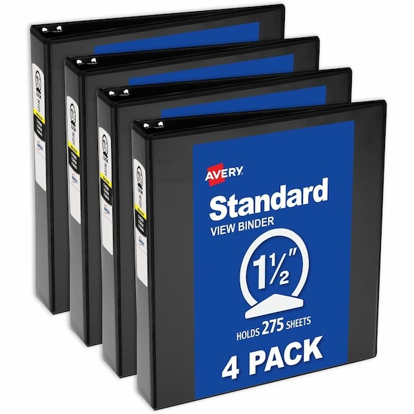 Avery Economy View 3 Ring Binders, 1.5 in, PK4 19204 - main