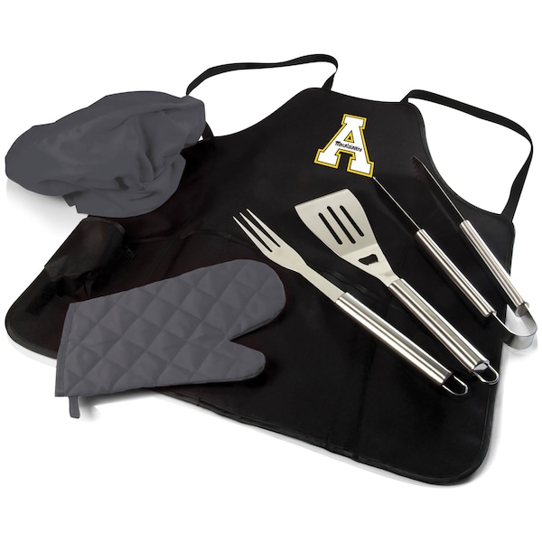 Picnic Time Family Of Brands NCAA App State Mountaineers BBQ Apron Tote Pro Grill Set, Heavy Duty BBQ Apron For Men 635-88-179-794-0 - main