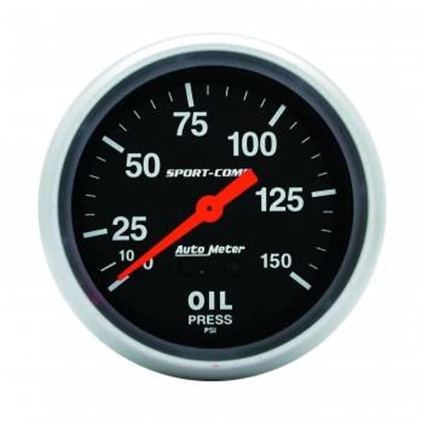 Auto Meter 3423 0-150 PSI Sport-Comp Oil Pressure Gauge - 2.62 in. ATM3423 - main