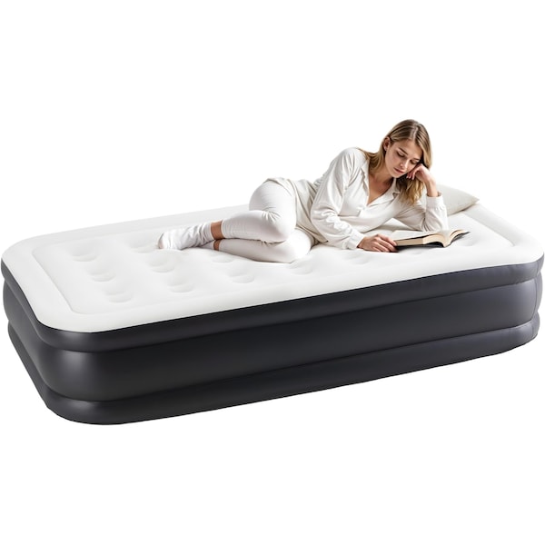 Yssoa Twin Camping Air Mattress with Built-in Electric High-Speed Pump, 16in Bed Height, Blow Up In 3A88HKMATSAIRTWIN16BLK - main