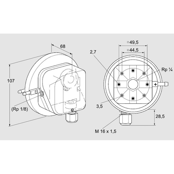 Honeywell Kromschroder Air Pressure Switch - Adjustable, -1.5 to 150 mbar, CE/UL KS84444413 - main