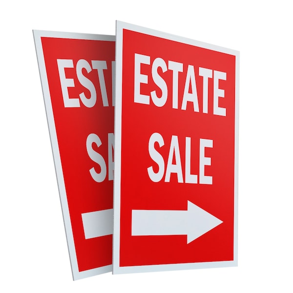 Signmission Estate Sale With Arrow, Plastic Signs Only 24 Inch x 36 Inch, Corrugated Plastic, 2PK CSB-2436-2PACK-Estate Sale With Arrow - main