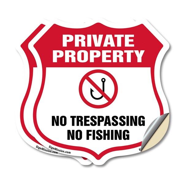 Signmission Private Property Shield Sign No Trespass, 6 inch X 6 inch, Vinyl Decal, 2PK SHI-D-2PACK-6-447 - main