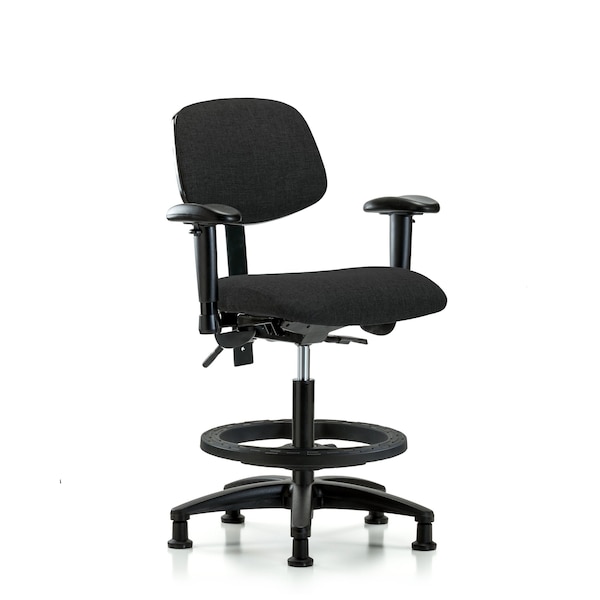 Blue Ridge Ergonomics Chair, Fabric, Med Bench, AA BF Glides, Blk, 6-Way Adjustable, 22" to 29" Height, Black BR-FMBCH-RG-T0-A1-BF-RG-F42 - main
