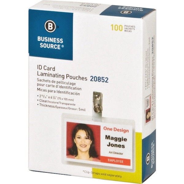 Business Source Government ID Laminating Pouches, No Color, 100PK BSN20852 - main