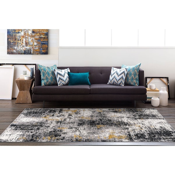 World Rug Gallery Adare Contemporary Abstract Area Rug 6 ft 6 in x 9 ft Yellow 977YELLOW6X9 - main
