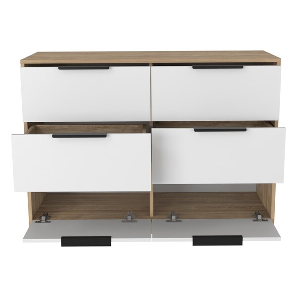 Homeroots 42" White and Natural Six Drawer Double Dresser 544053 - main