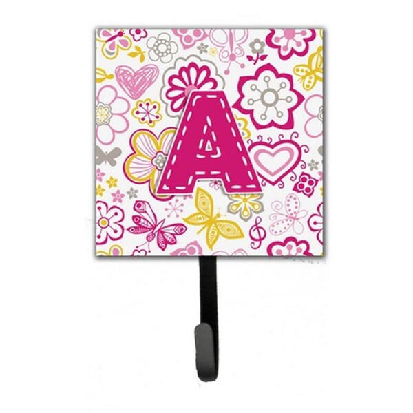 Carolines Treasures Letter A Flowers And Butterflies Pink Leash and Key Holder CJ2005-ASH4 - main