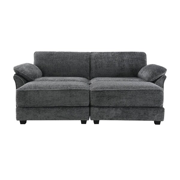 Homeroots 55" Gray Fabric Modular Sleeper Sofa With Ottoman 568278 - main