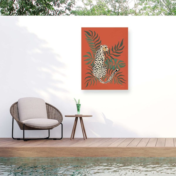Trademark Fine Art Outdoor Canvas Art Yvette St. Amant Sitting Cheetah Wall Art for Patios, or Gardens WAP33148-OC2432WR - main