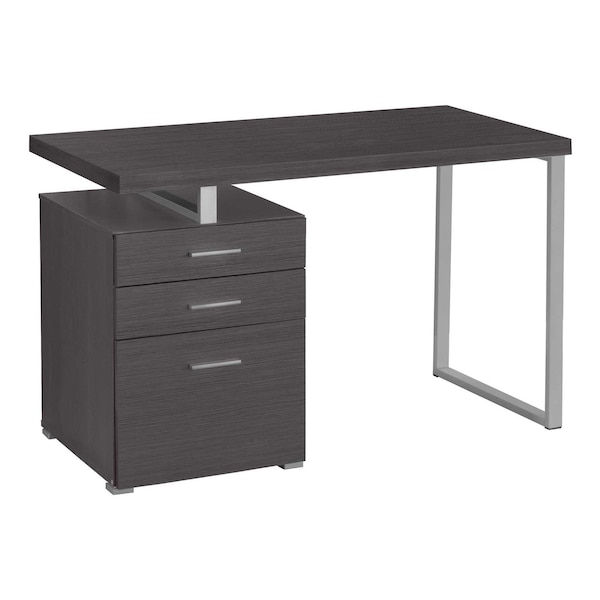 Homeroots 47" Gray and Silver Computer Desk With Three Drawers 333524 - main
