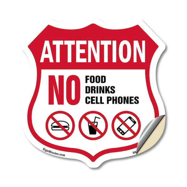 Signmission Property Shield Sign No Food No Drinks N, 18 Inch X 18 Inch, Vinyl Decal SHI-D-18-455 - main