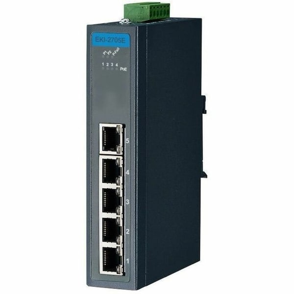 Advantech 4FE PoE+1GE, Unmanaged Ethernet Switch, IEEE802.3af/at, 24 to 48VDC EKI-2705E-1GPI-AU - main