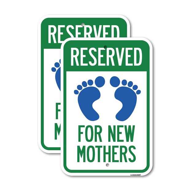 Signmission Blue Reserved Parking for New Mothers, 12'' X 18'' 2 Signs, Heavy Gauge Aluminum, 2PK A-1218-2PACK-24297 - main