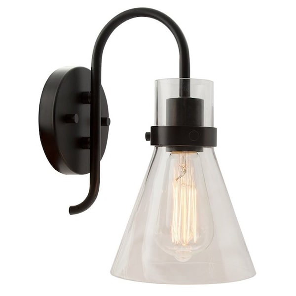 Boston Harbor Single Light Vanity Fixture, 120 V, 60 W, 1-Lamp, Metal Fixture, Black Fixture, Matte Fixture D2021021 - main