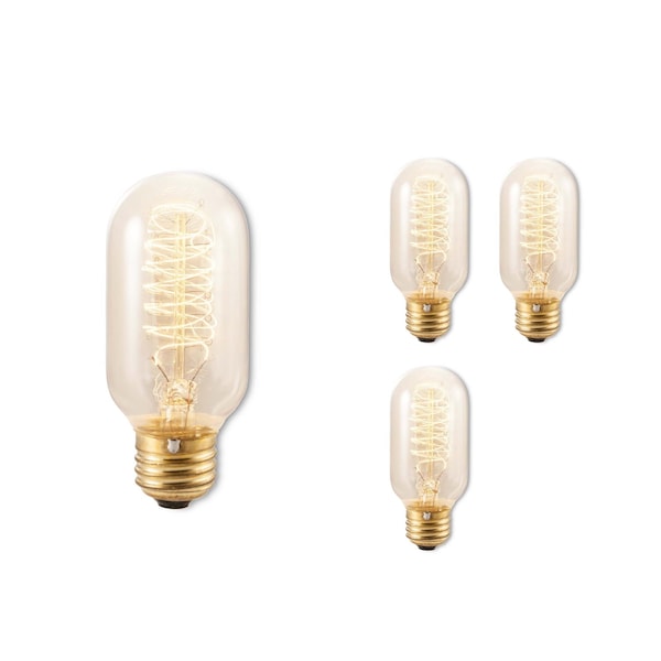 Bulbrite Incandescent 40-Watt Nostalgic Edison T14 Tubular Light Bulb, Vintage Spiral Filament, 4 PK 861380 - main