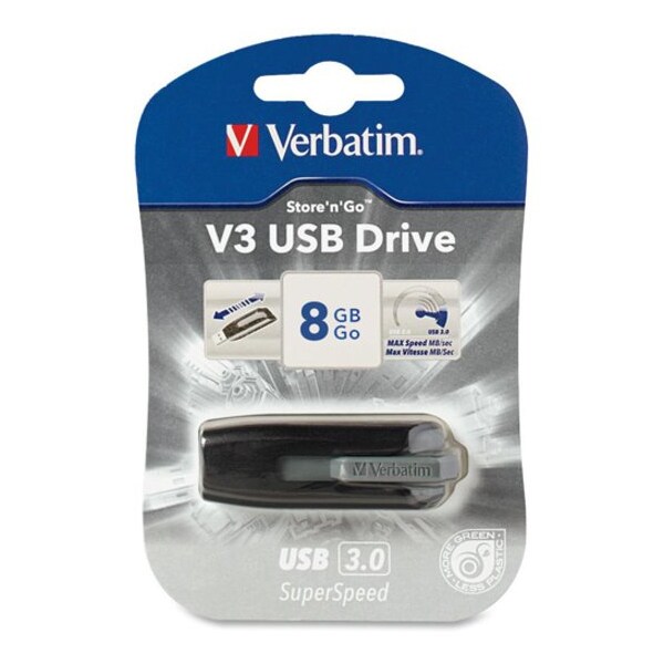Verbatim Americas Verbatim 49171 Store 'n' Go V3 USB 3.0 Flash Drive, 8 GB, Gray 49171 - main
