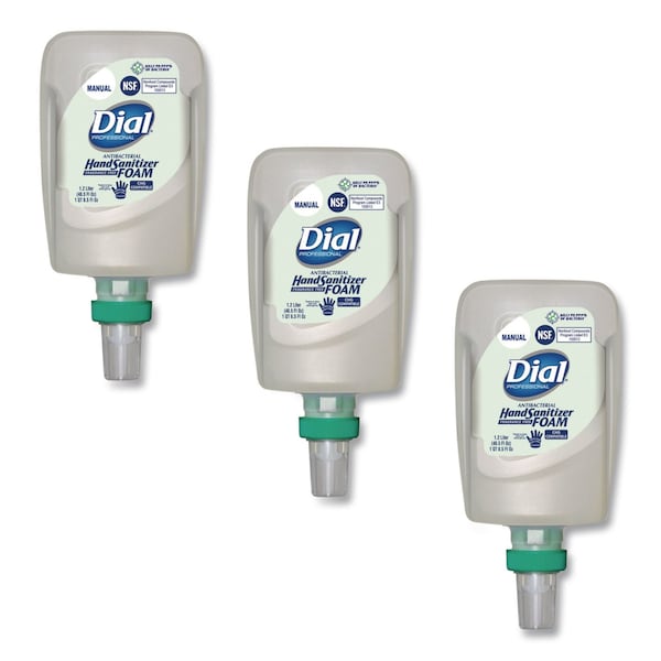 Dial Antibacterial Foaming Hand Sanitizer Refill for FIT Manual Dispenser, 1.2 L, Fragrance-Free, 3PK 19038 - main