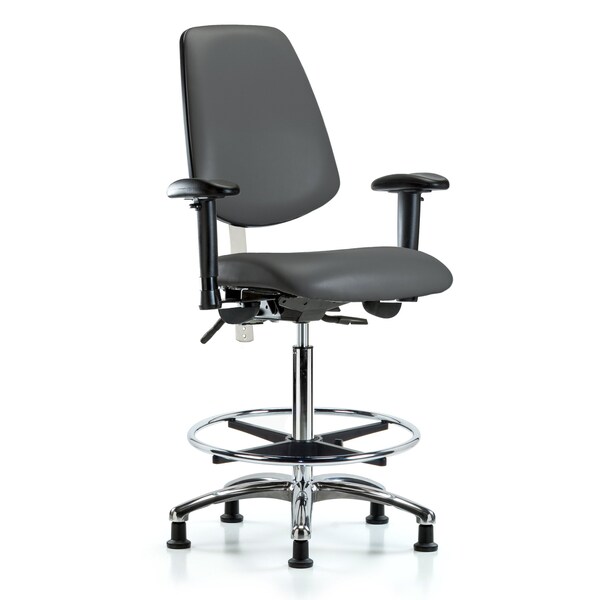 Blue Ridge Ergonomics Vinyl Clean Room Chair, Adjustable Arms BR-NCR-VHBCH-MB-CR-T0-A1-CF-RG-8823 - main