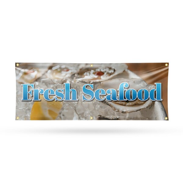 Signmission Fresh Seafood, 24 Inch x 72 Inch, Vinyl Banner B-72-30658 - main