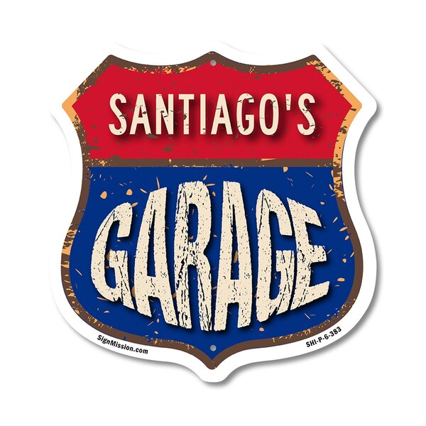 Signmission Santiago's Garage, 6 Inch X 6 Inch, Plastic Sign SHI-P-6-383-SANTIAGO - main