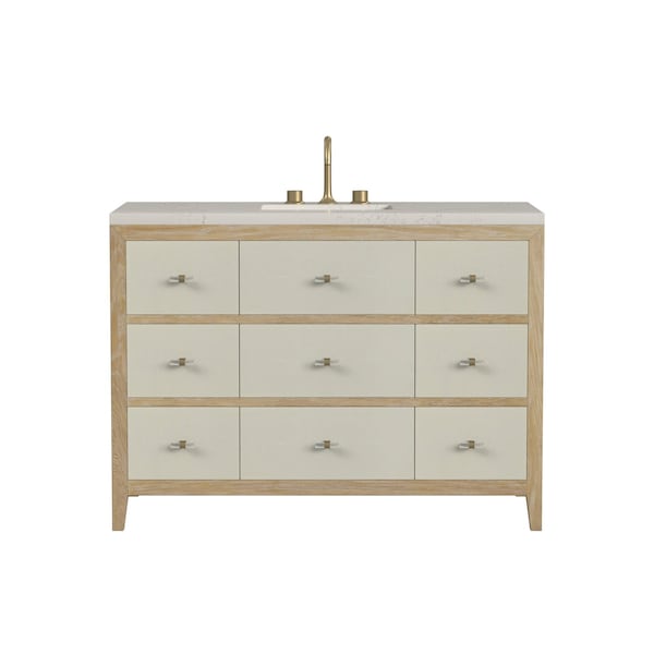 James Martin Vanities Celeste 48" Single Vanity, Sunwashed Oak with Embossed Shagreen, w/ 3 CM Siberian Silestone Top D604-V48-SHG-3SFR - main