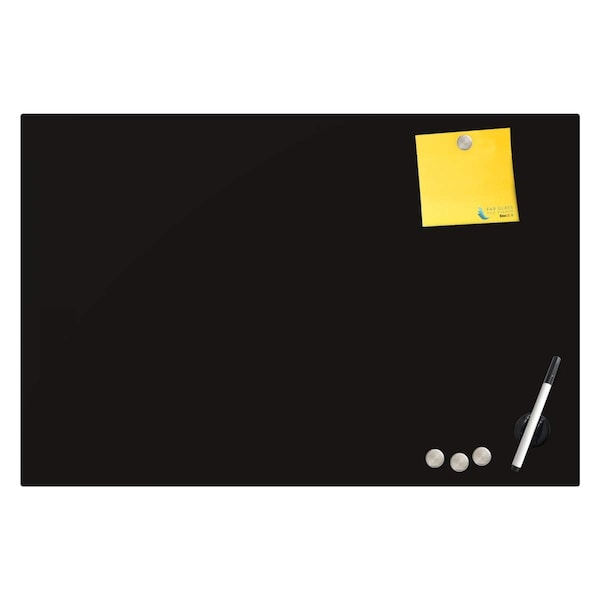Fab Glass And Mirror Magnetic Glass Dry Erase Board, Frameless Glass Black Board, 24in x 36in, with Magnets, Markers MB24x36-SB630 - main