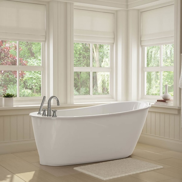 Maax Sax 6032 Acrylix Freestanding End Drain Bathtub in White with White Skirt 105797-000-002-100 - main