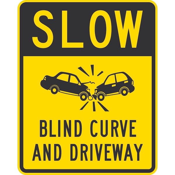 Lyle Slow Blind Curve and Driveway (w/graphic), 24x30, High Intensity Prismatic, Yellow G-14108-HI_24x30 - main