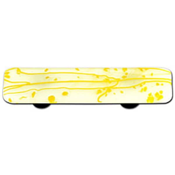 Palacedesigns Mardi Gras Yellow with White Rectangle Glass Cabinet Pull - Aluminum Post PA165141 - main
