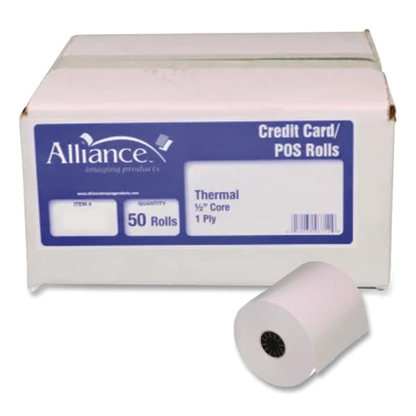Alliance Phenol-Free Thermal POS Paper Rolls, 3.13" x 230 ft, White, 50PK 3736 - main