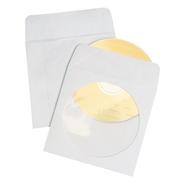 Quality Park CD/DVD Sleeves, 5" x 5" , White, Box Of 250 - Sleeve - White - 1 CD/DVD QUA62905 - main