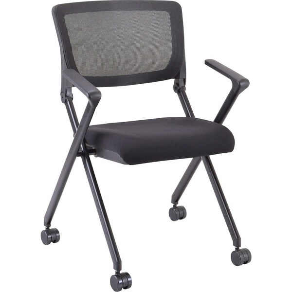 Lorell Plastic Arms Mesh Back Nesting Chair, PK2 41845 - main