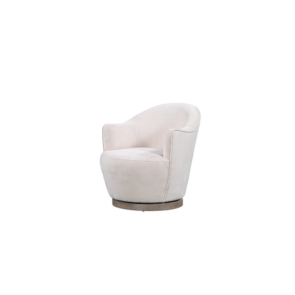 Homeroots 27" Off White Fabric Swivel Barrel Chair 554189 - main