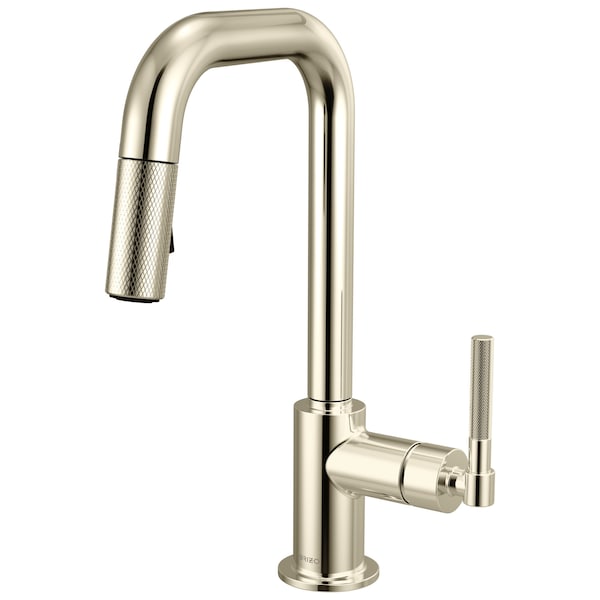 Brizo Litze Pull-Down Prep Faucet with Square Spout, Knurled Handle Polished Nickel 63953LF-PN - main