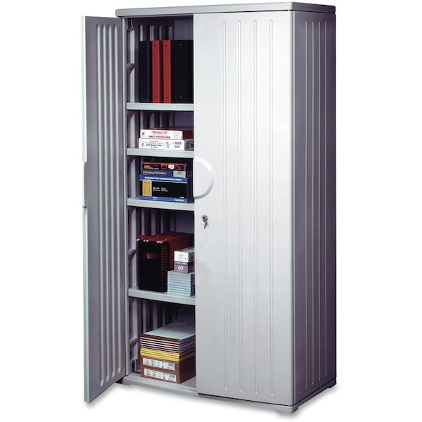 Iceberg Rough n Ready Storage Cabinet, Platinum Granite, HDPE, 4 Shelves, 36 in W x 22 in D x 72 in H 92573 - main
