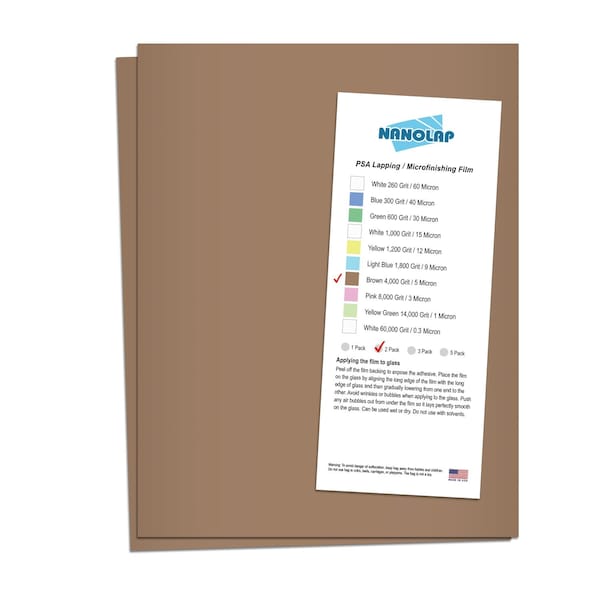 Nanolap PSA Lapping Film, 2 Pc 5 Micron (4,000 Grit), 8-0.5 in x 11 in Microfinishing Fine Sanding Paper 61565N - main