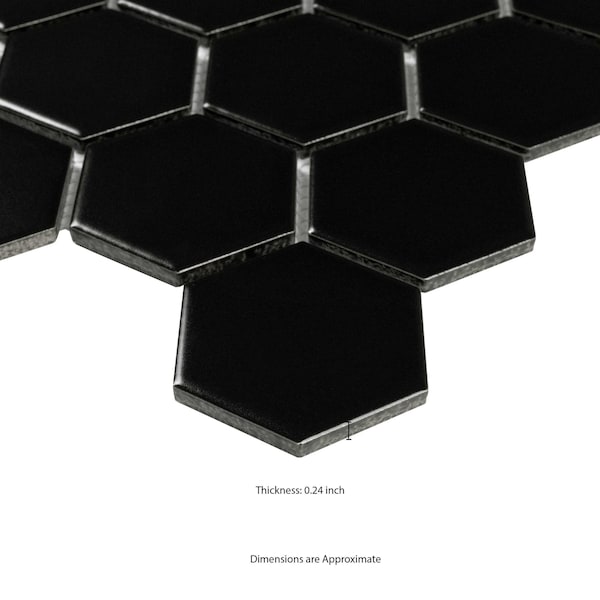 Msi Black Hexagon 11.63 In. X 12.75 In. X 6Mm Matte Porcelain Mesh