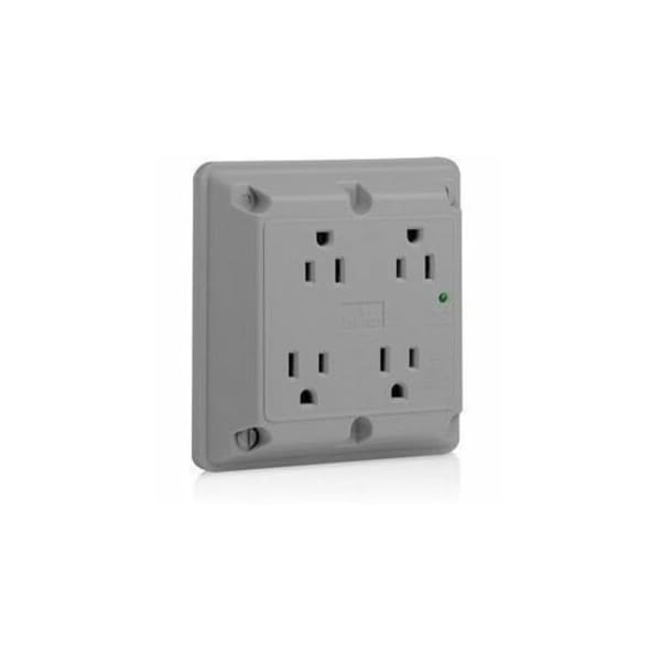 Leviton Surge Protector Four-In-1 Receptacle, 15 Amp, 125 Volt, 5-15R NEMA, Gray 5480-GY - main
